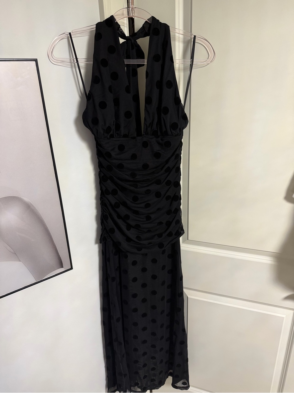 Hello Molly Black Polka Dot Halter Maxi Dress